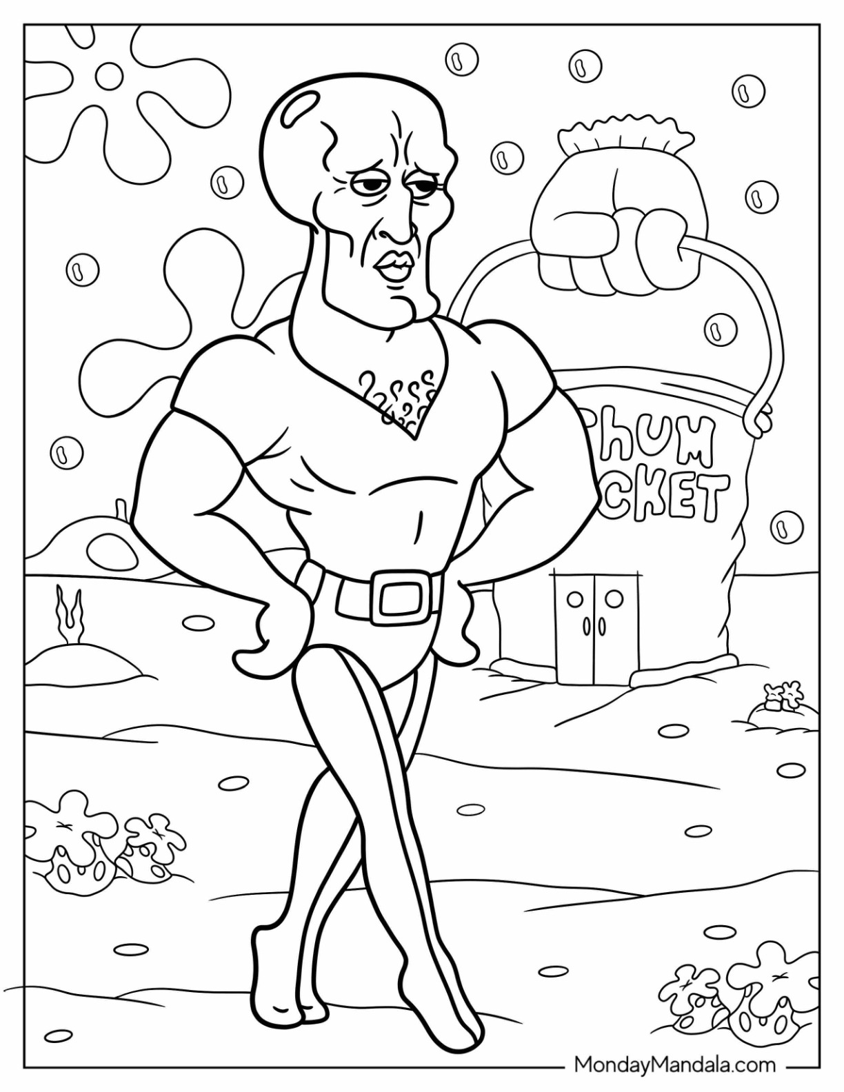 Squidward coloring pages free pdf printables