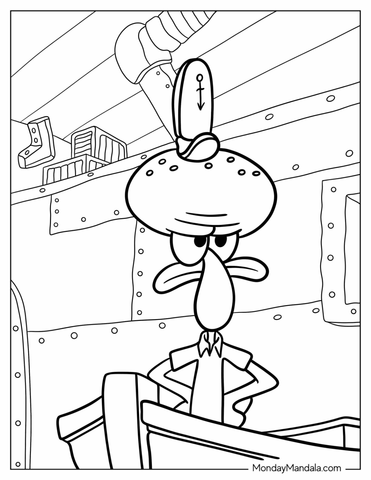 Squidward coloring pages free pdf printables