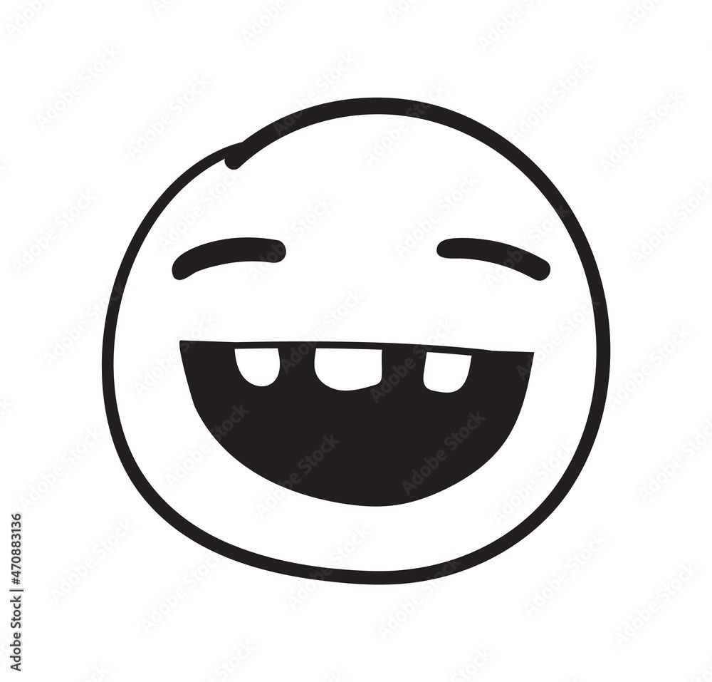 Doodle grinning emoji squinting eyes laugh expression vector illustration stock vector vector illustration doodles illustration