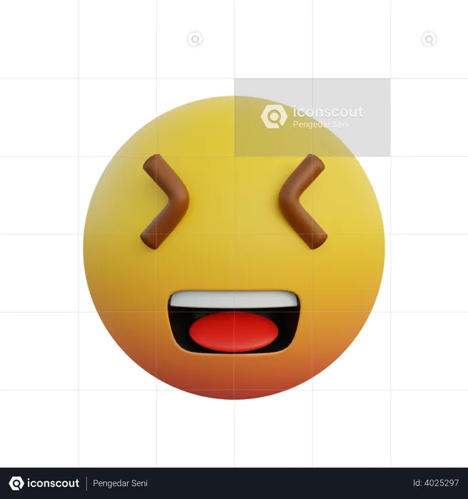 Squinting laughing emoji d illustration download in png obj or blend format