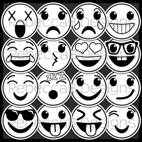 Emoji emotions clip art sticker style emotions clip art feelings clip art emoji faces digital stamps digital emoji