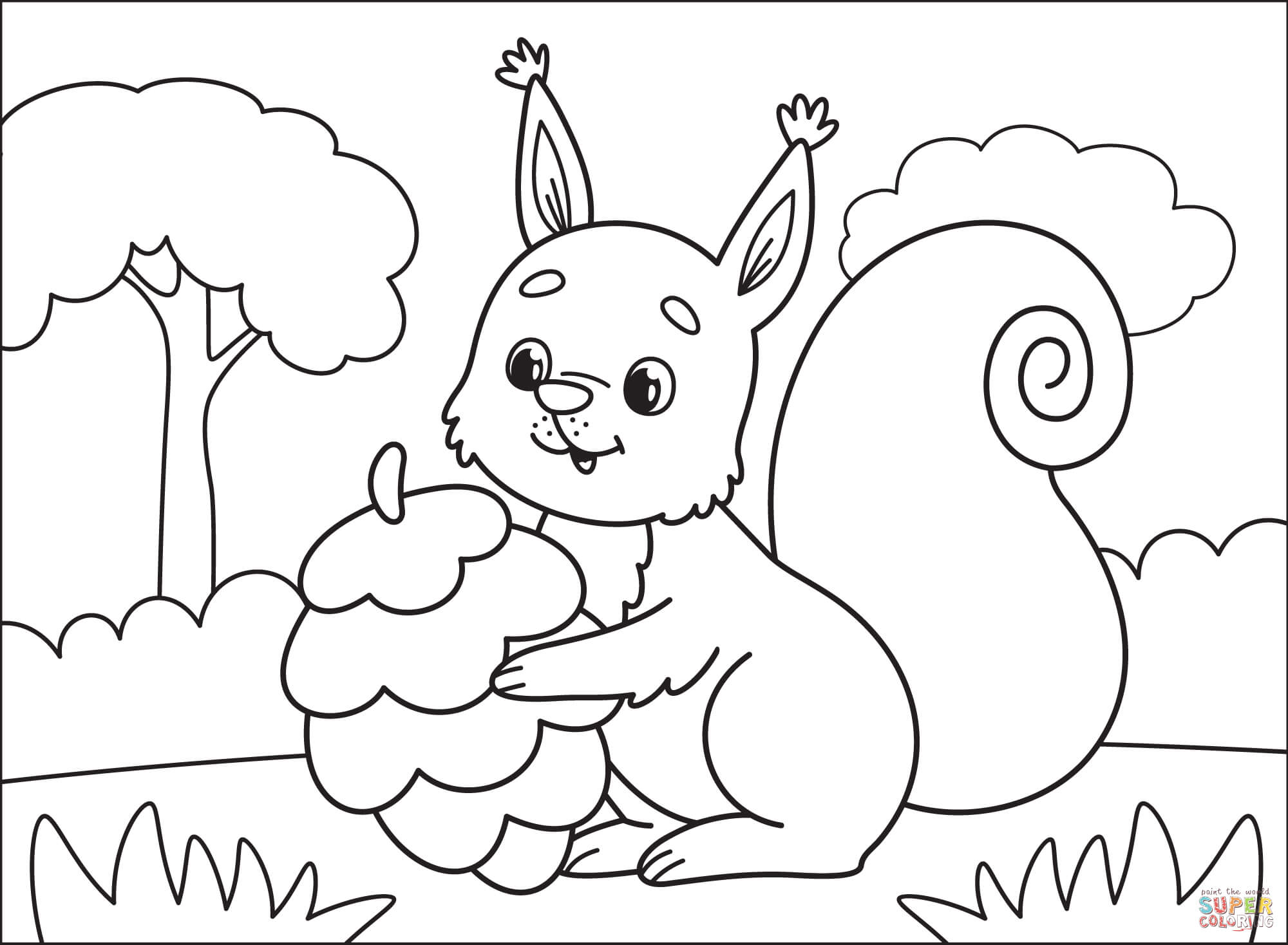 Squirrel coloring page free printable coloring pages