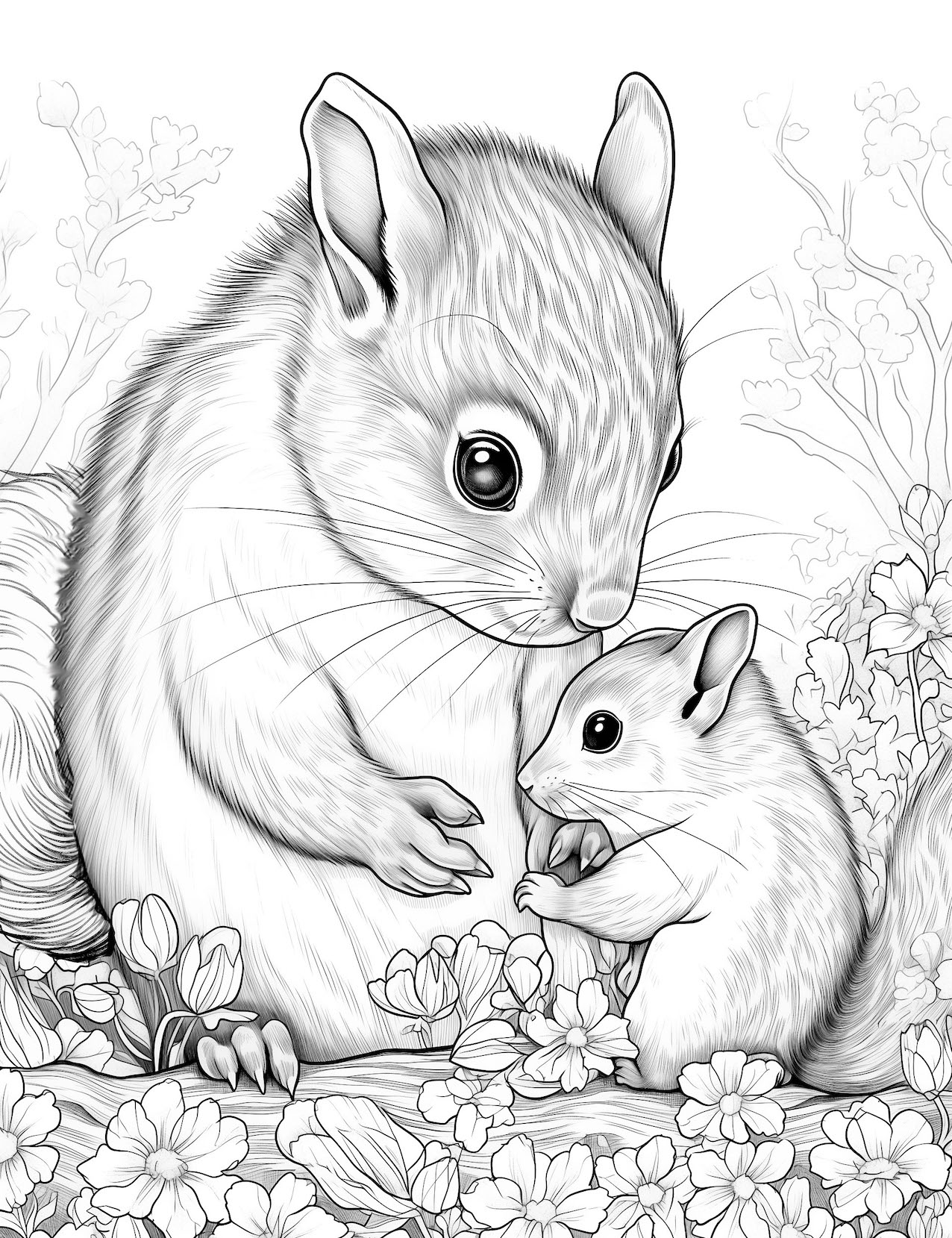 Adorable squirrel coloring pages for kids and adults