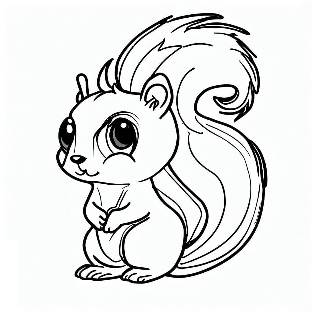 A cute squirrel coloring page