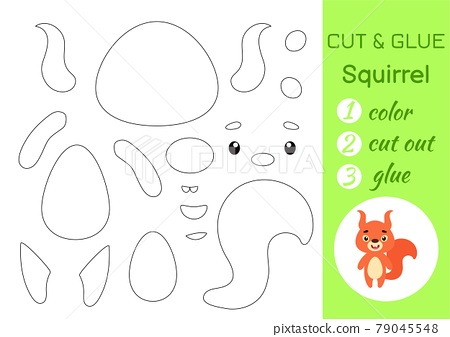 Color cut and glue paper little squirrel cut