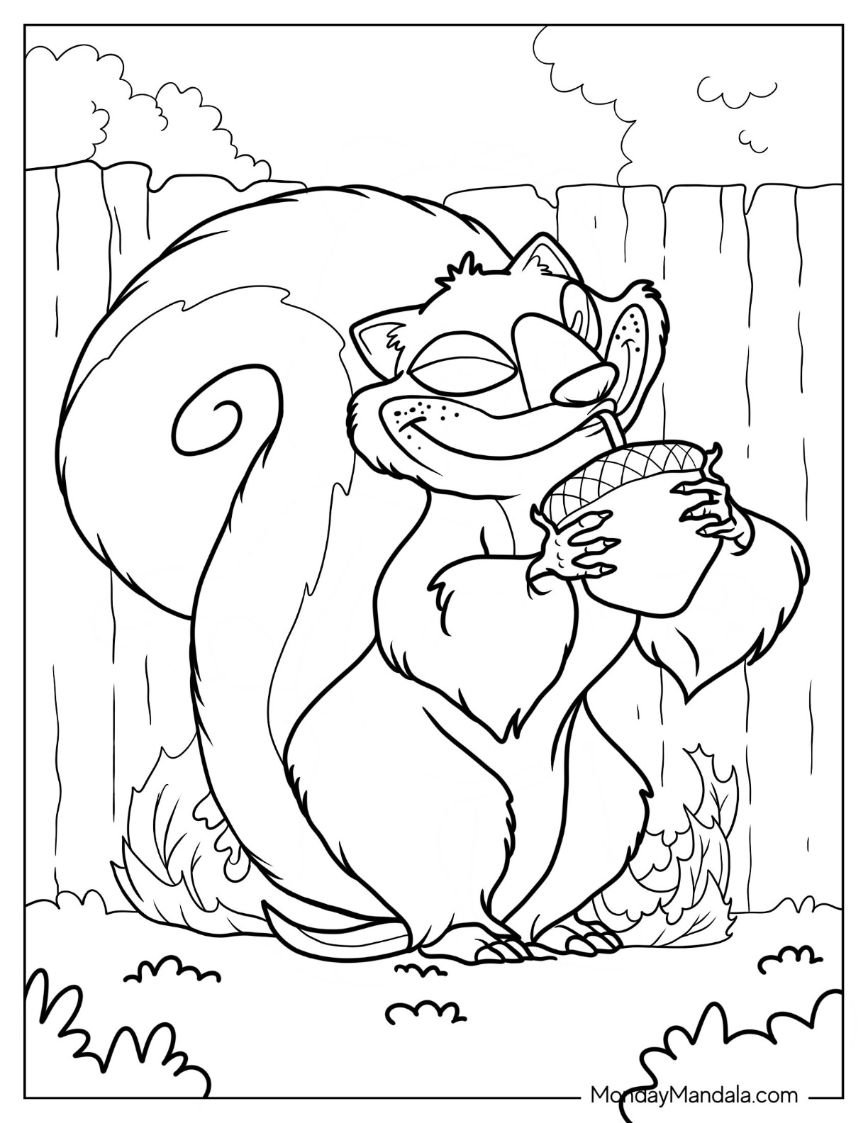 Squirrel coloring pages free pdf printables