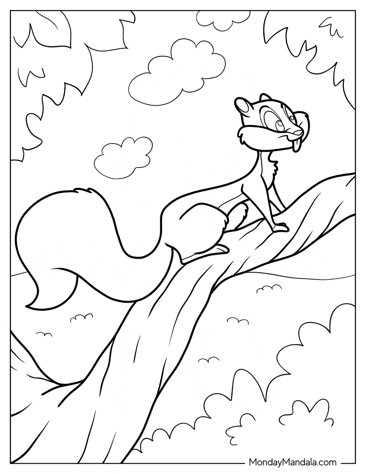 Squirrel coloring pages free pdf printables