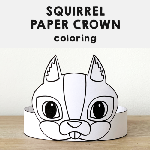 Squirrel paper crown printable forest animal coloring craft made by teachers