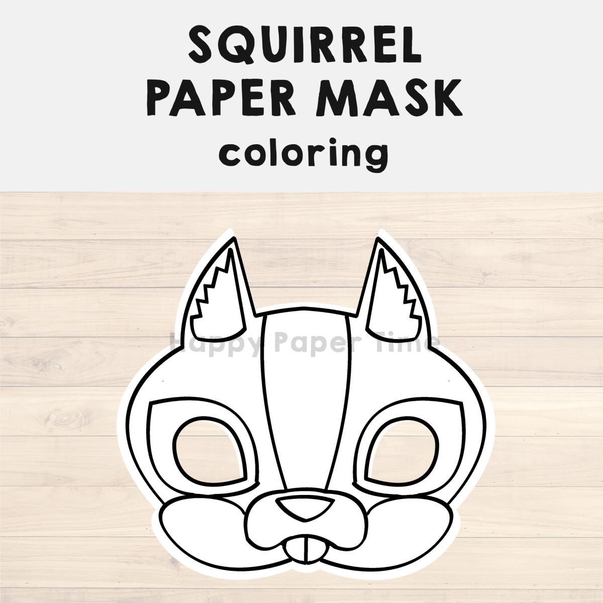 Squirrel paper mask printable woodland forest animal coloring craft activity made by teachers