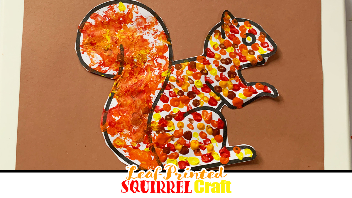 Leaf printed squirrel craft