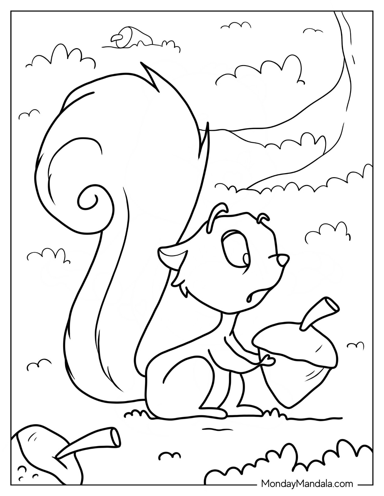 Squirrel coloring pages free pdf printables