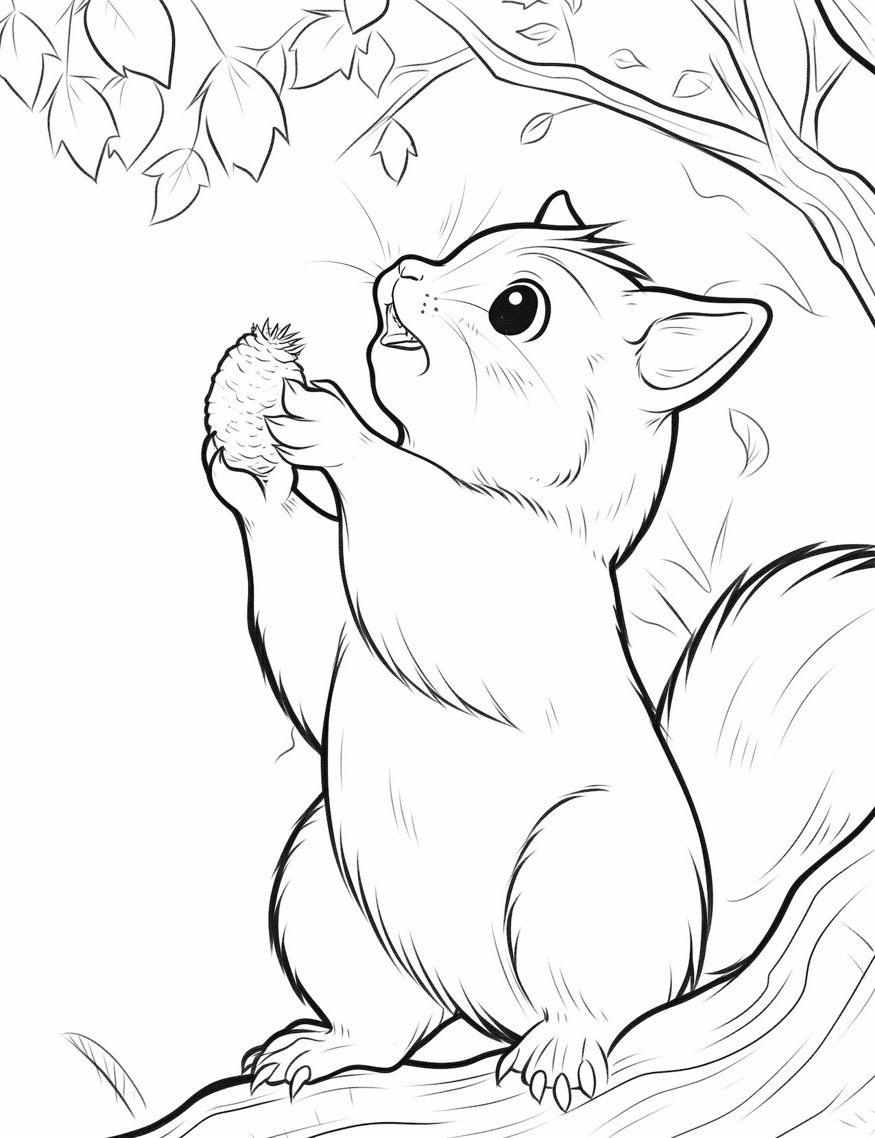 Adorable squirrel coloring pages for kids and adults