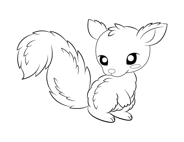 Printable adorable baby squirrel coloring page