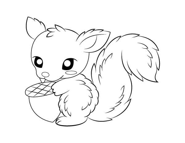 Printable adorable squirrel coloring page