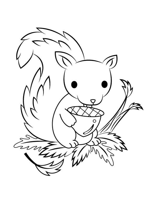 Printable cute fall squirrel coloring page