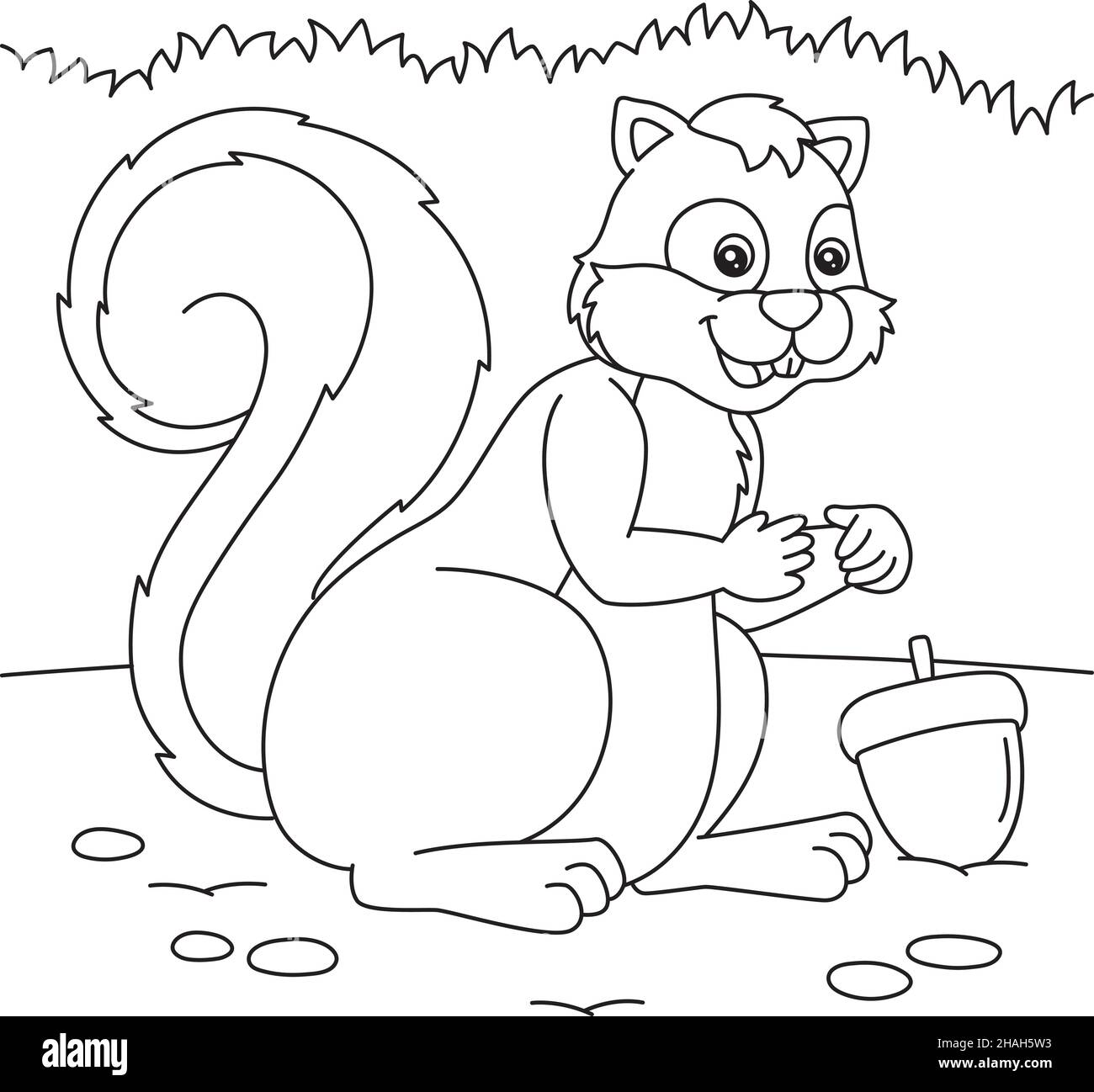 Squirrel coloring page for kids stock vector image art