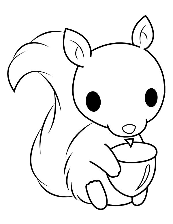 Baby squirrel with acorn coloring page squirrel coloring page cute coloring pages fox coloring page