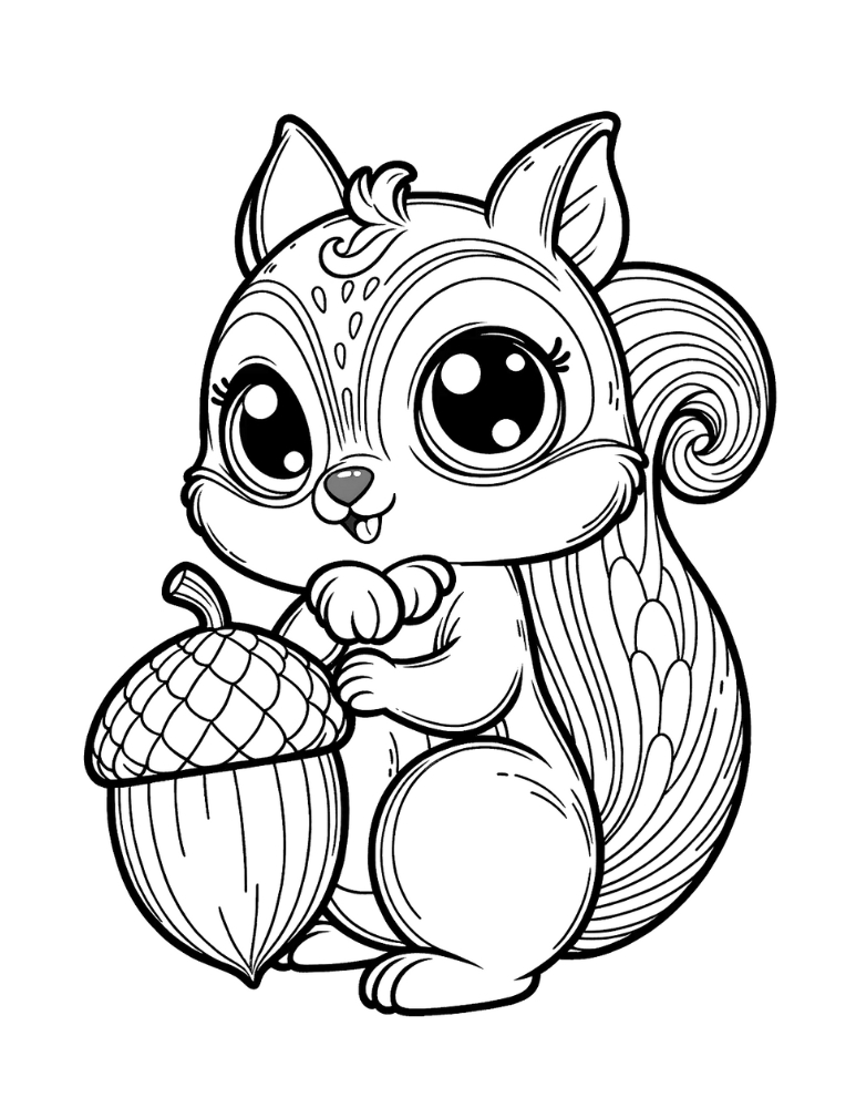 Free squirrel coloring pages for kids