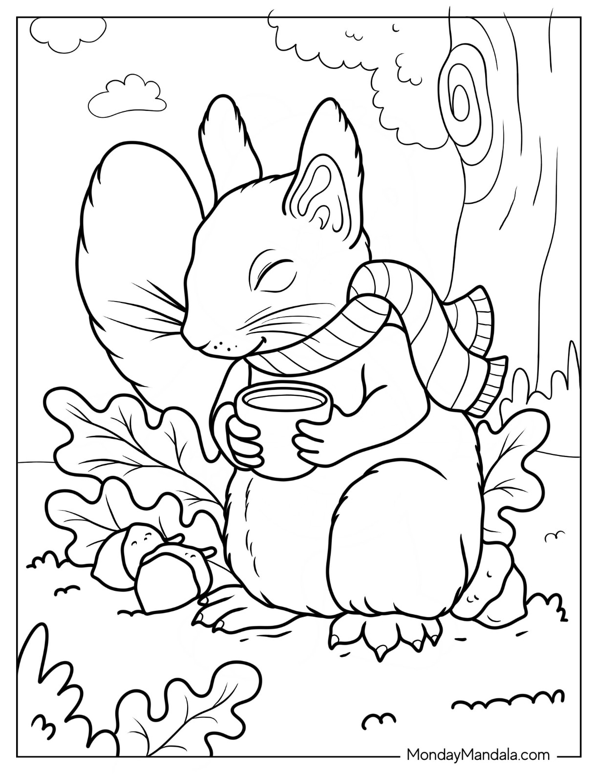 Squirrel coloring pages free pdf printables