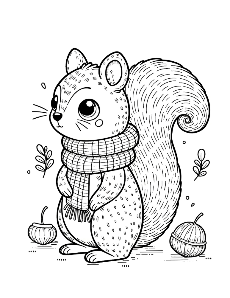 Free squirrel coloring pages for kids