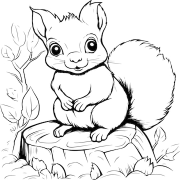 Premium vector coloring page for kidsbaby squirrel