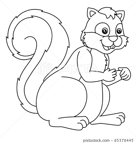 Squirrel coloring page isolated for kids