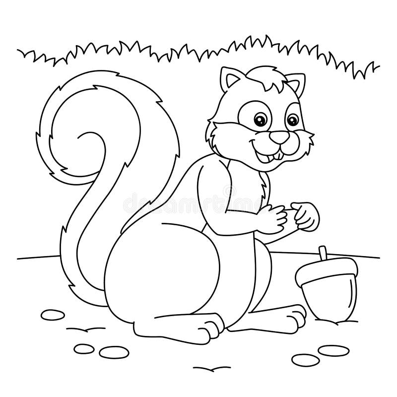 Squirrel coloring page for kids stock vector