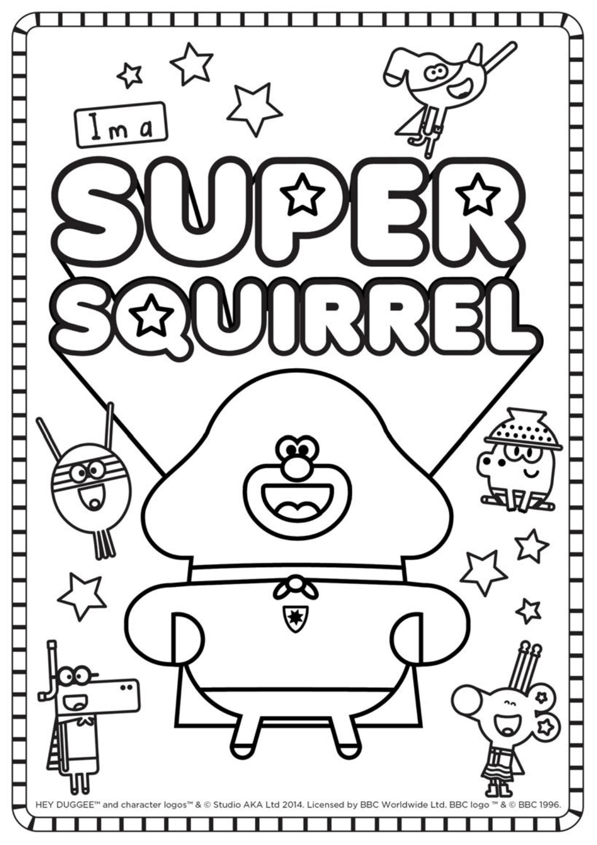 Super squirrel colouring sheet