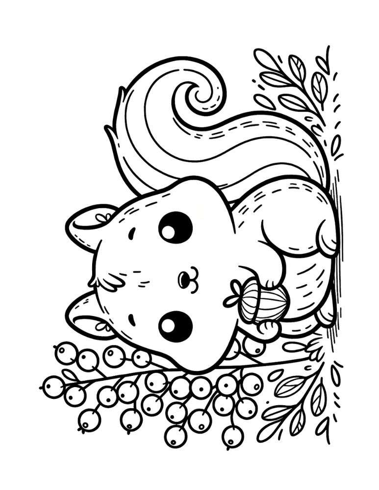 Free squirrel coloring pages for kids