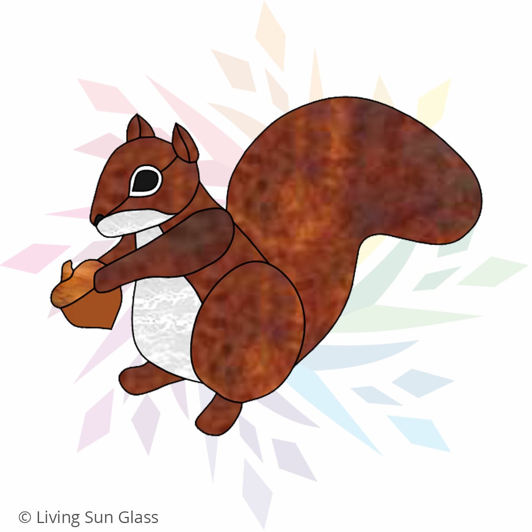 Stained glass squirrel pattern suncatcher template