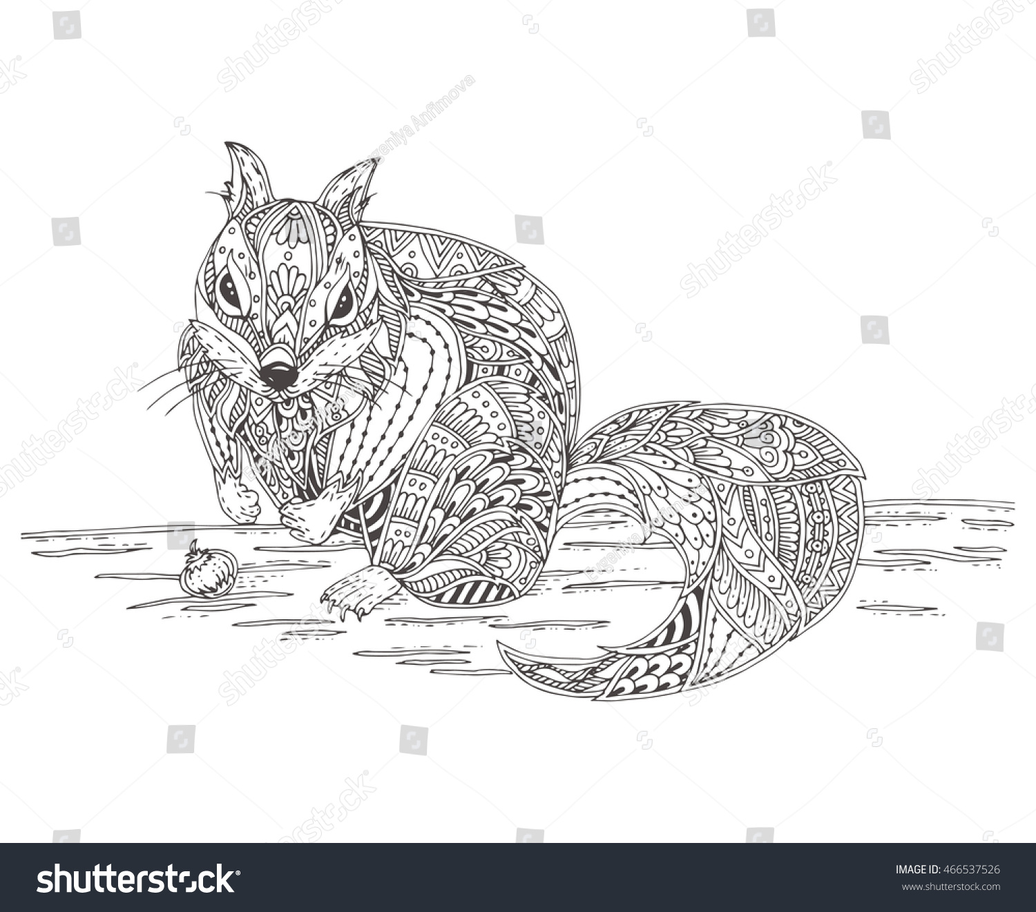 Ground squirrel chipmunk doodle pattern coloring stock vector royalty free