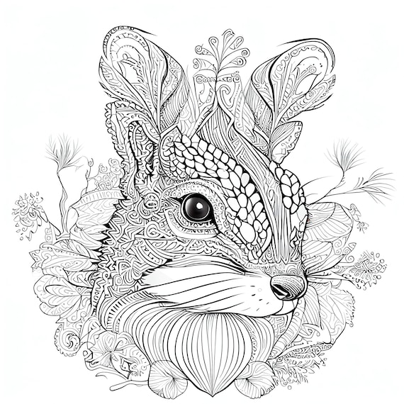 Pack stress relief coloring pages squirrel digital print garden detailed mandala instant download set coloring books for adults