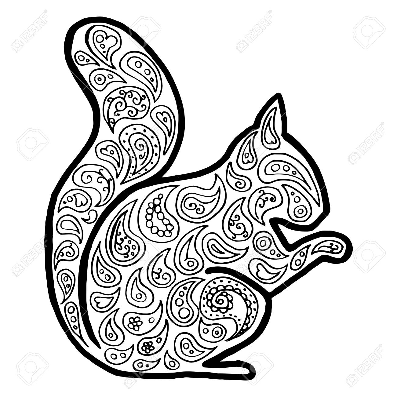 Squirrel vector tangle pattern coloring book royalty free svg cliparts vectors and stock illustration image