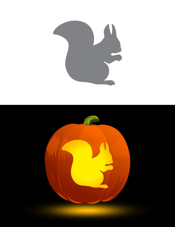 Printable squirrel pumpkin stencil