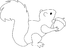 Squirrel with acorn coloring sheet