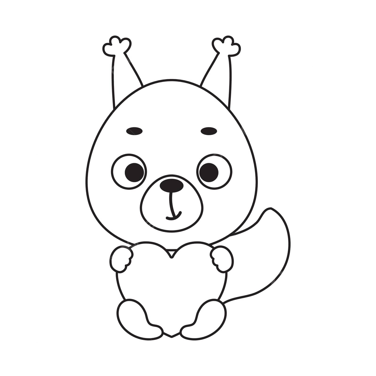 Cute squirrel coloring page for preschoolers with heart vector page worksheet challenge png and vector with transparent background for free download