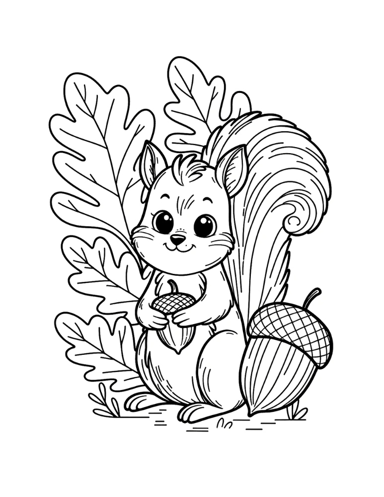 Free squirrel coloring pages for kids