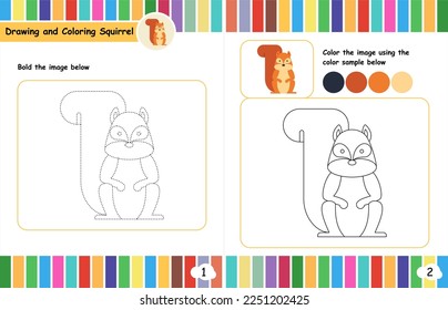 Coloring book pages childrens education squirrel stock vector royalty free