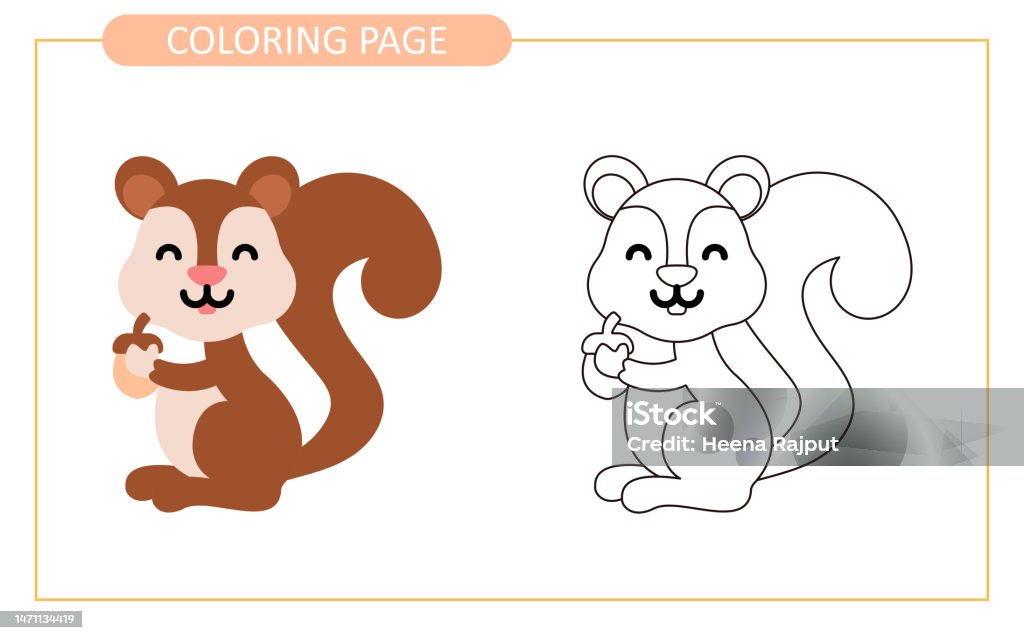 Baby squirrel coloring page stock illustration