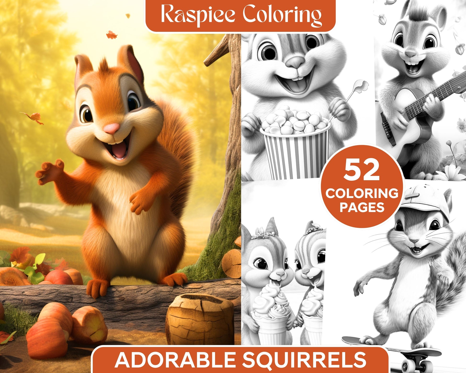 Adorable squirrels grayscale coloring pages printable for adults ki â coloring