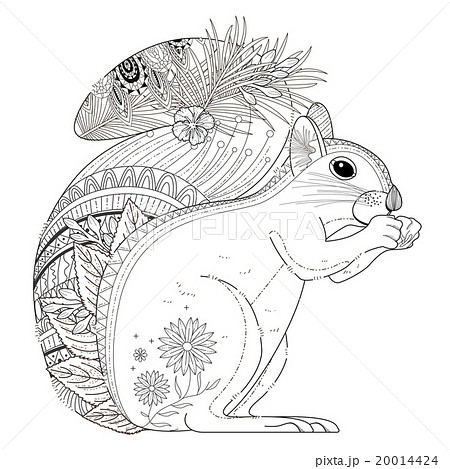 Art coloring page squirrel