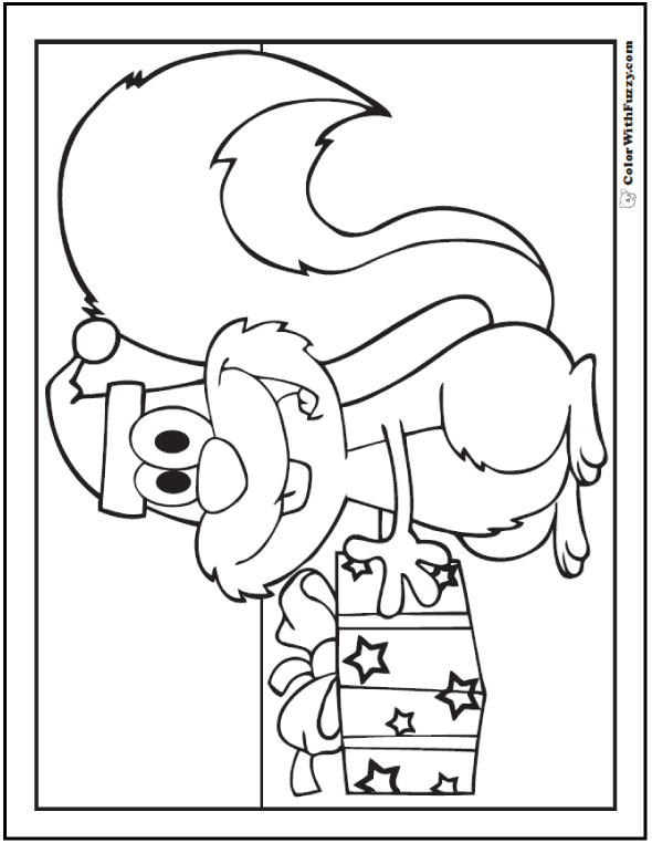 Christmas squirrel coloring sheet