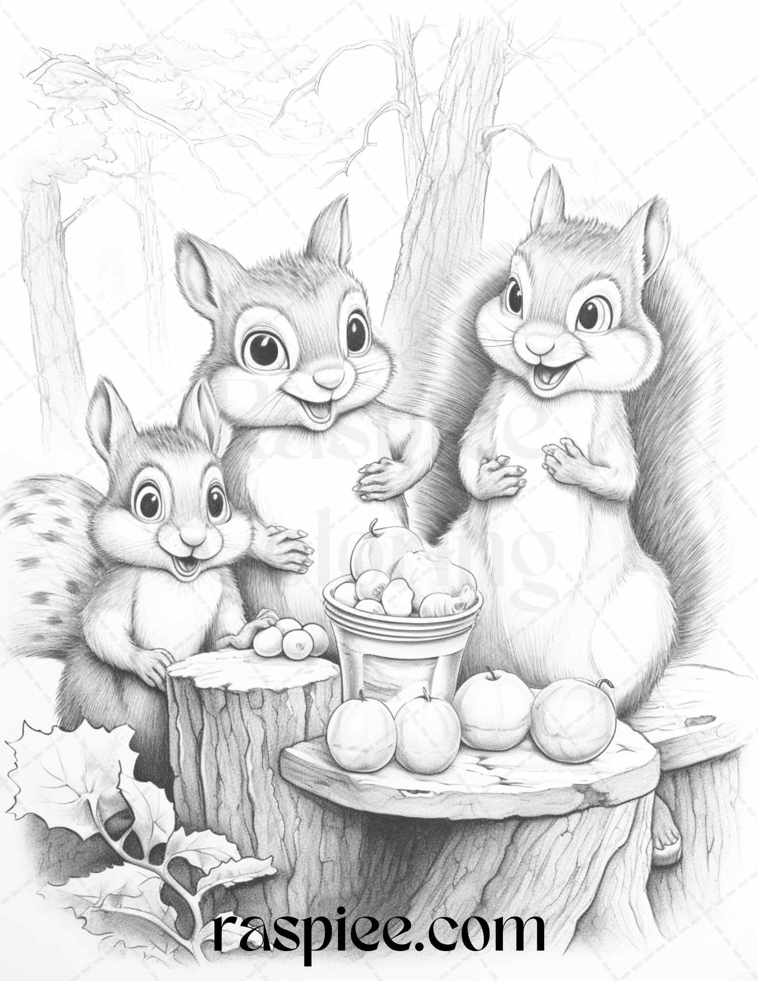 Adorable squirrels grayscale coloring pages printable for adults ki â coloring