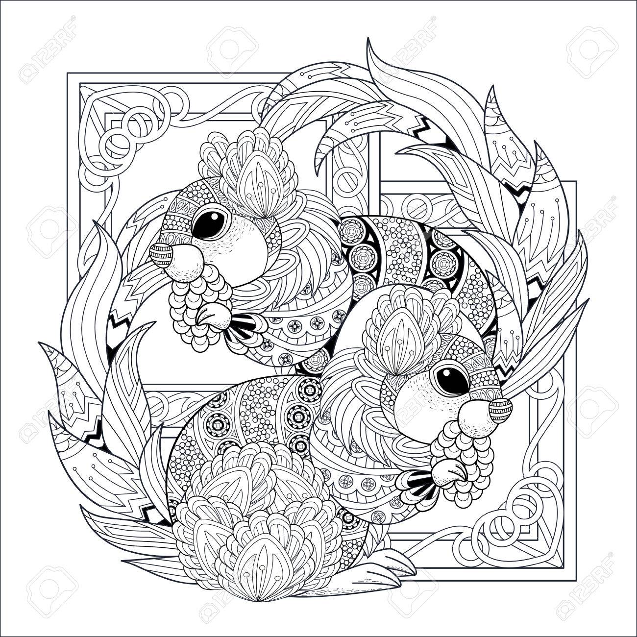 Lovely squirrel coloring page in exquisite style royalty free svg cliparts vectors and stock illustration image