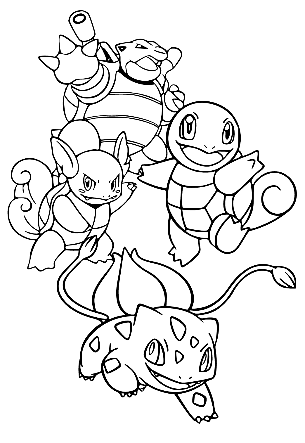 Free printable squirtle characters coloring page for adults and kids