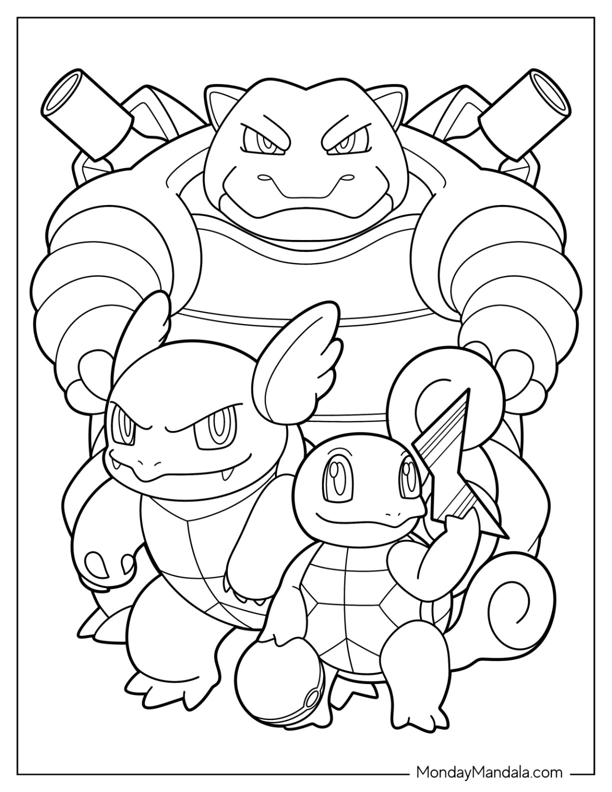 Squirtle coloring pages free pdf printables