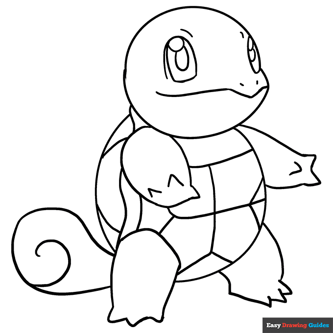 Squirtle coloring page easy drawing guides