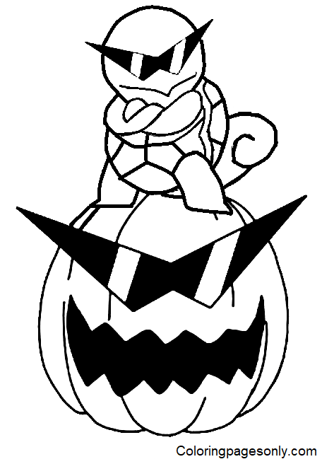 Squirtle pokemon halloween coloring page