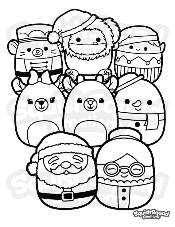 Squishmallow christmas coloring page printable squishmallow coloring page squishmallow downloadable coloring sheet coloring page for kids