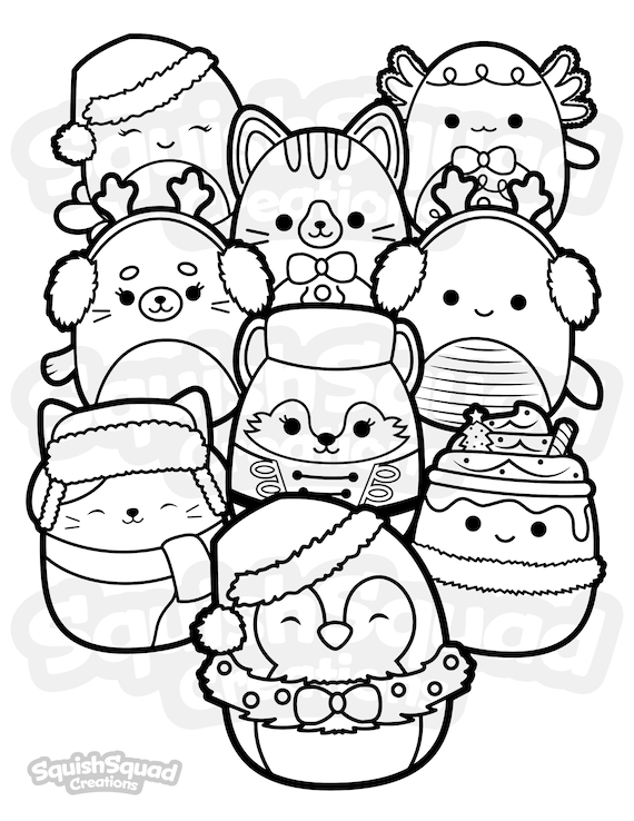 Printable squishmallow christmas coloring page squishmallow downloadable coloring sheet coloring page for kids